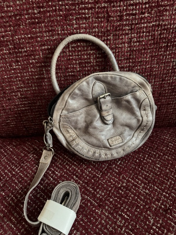 Bed Stu Arenfield Small Leather Crossbody in Icicle Gray Bag Purse NWT