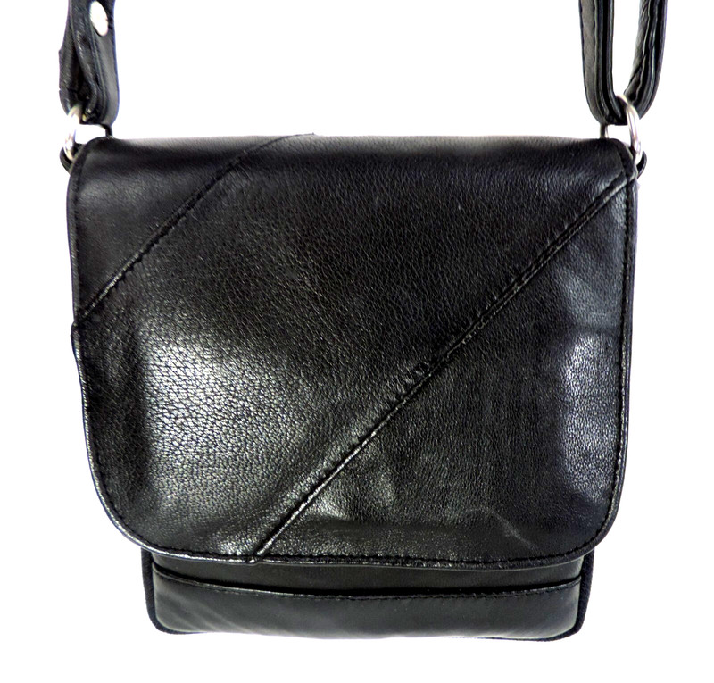 CROSSBODY ORGANIZER Black Shoulder Bag Purse Handbag Faux Leather Flap and Snap
