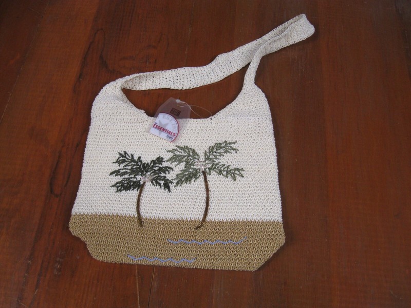 Faded Glory Essentials Small Woven Purse Handbag Palm Tree NWT