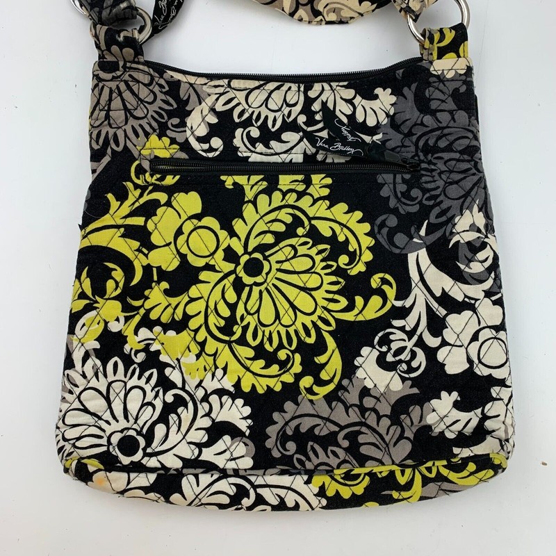 Vera Bradley Floral Purse Handbag 11″ x 11″ Black Yellow White