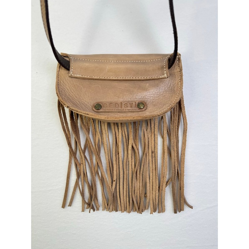 BedStu Bliss Fringe Crossbody Belt Bag Brown Driftwood Leather Boho Size Small gallery