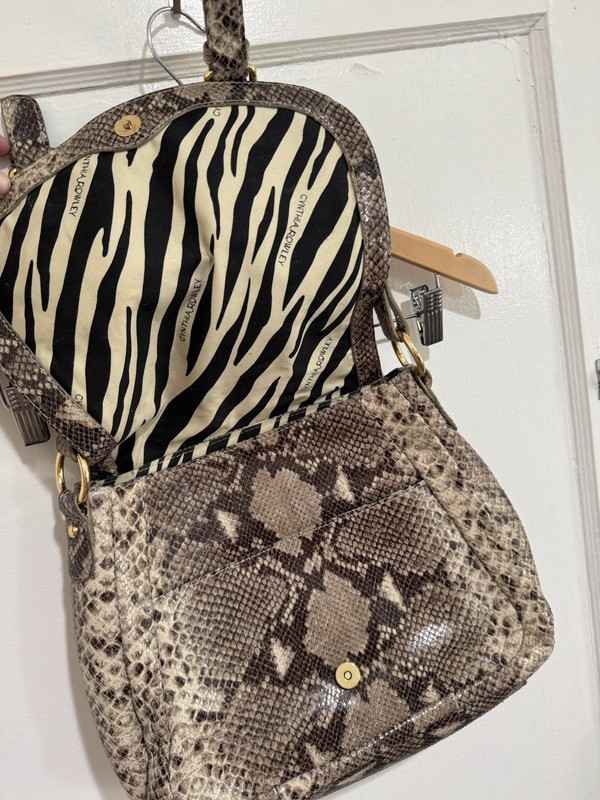 Cynthia Rowley leather python snake print Snakeskin Bag Purse Animal Print gallery
