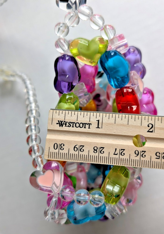 Girls Y2K Multicolor Mini Heart Shaped Acrylic Beaded Square Purse Bag Fun gallery