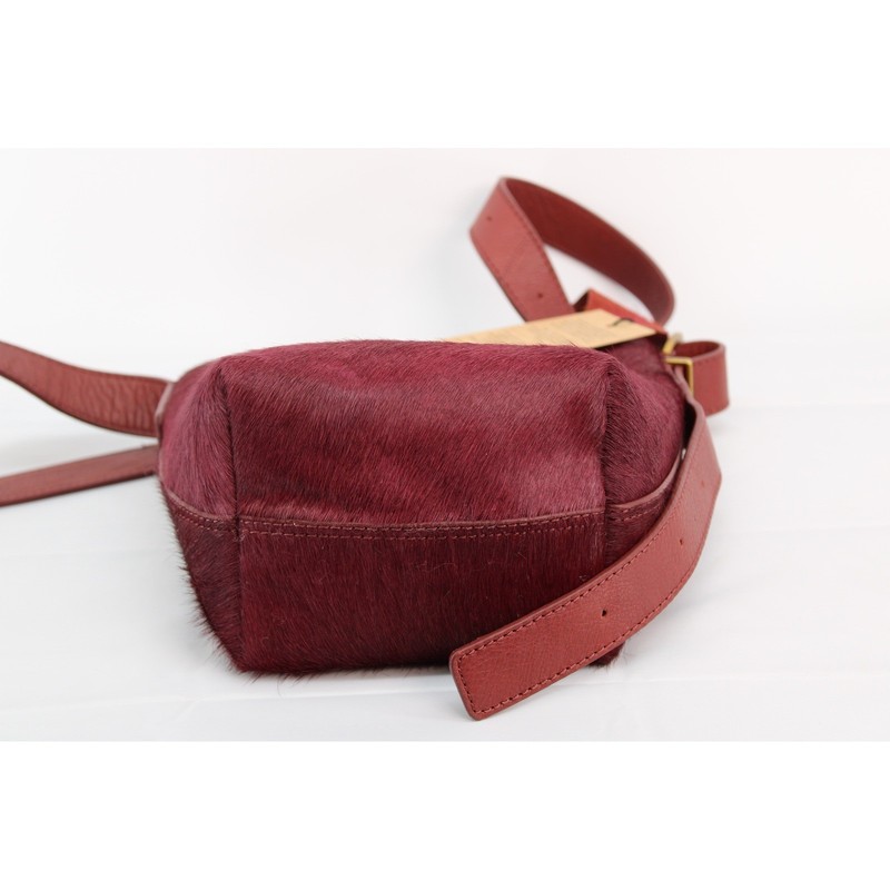 Margot New York Kaye Mini Bucket Bag Burgundy Calf Hair Leather MS1029-MG NEW gallery