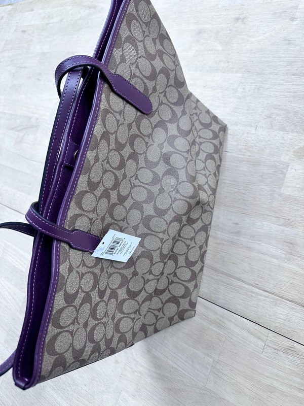 Coach 5696 City Tote Women Shoulder Handbag - Signature Canvas/Khaki/Deep Berry gallery