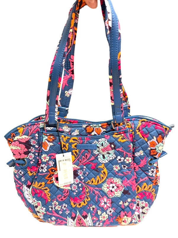 Vera Bradley Iconic Glenna Satchel purse w/Faux Trim DRAGONFRUIT FLORAL NWTS