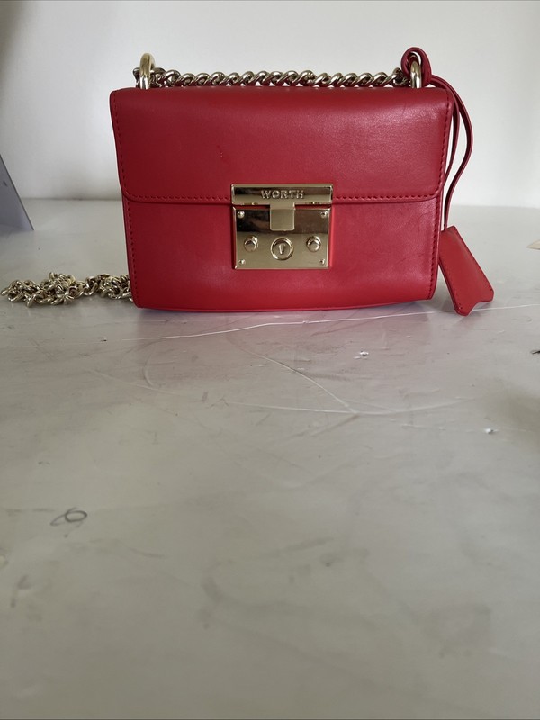 Vintage Red Worth NYC Padlock Handbag