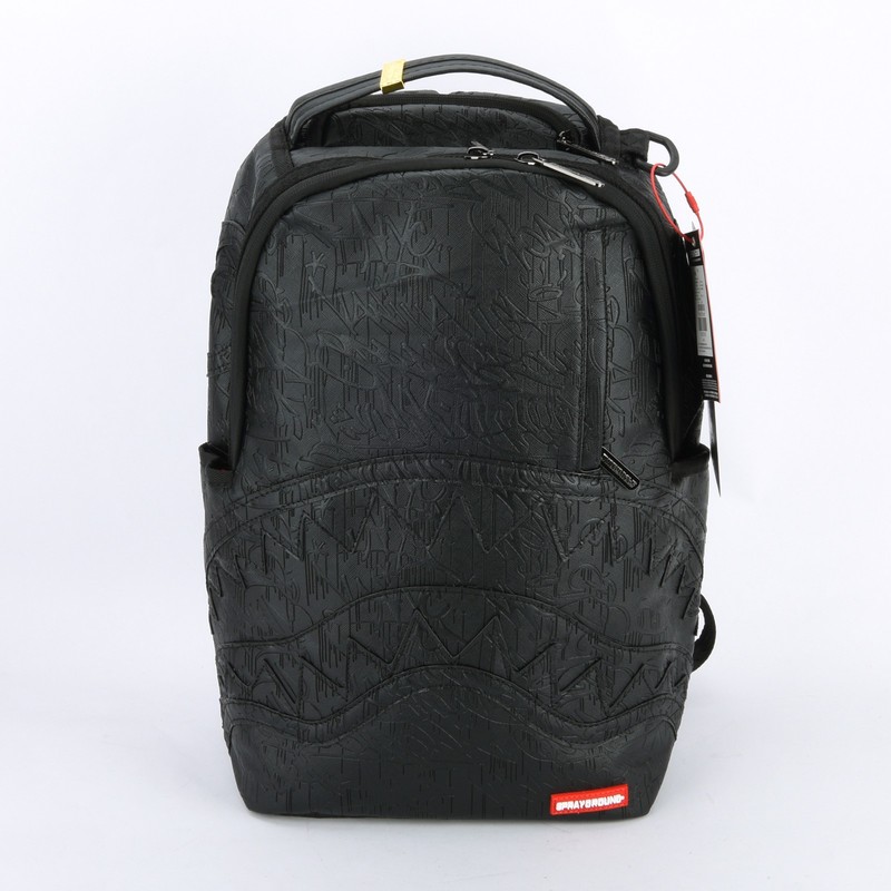 Sprayground Nightflight G800 Shark DLXV Leather Bag zipper Backpack Unisex Black