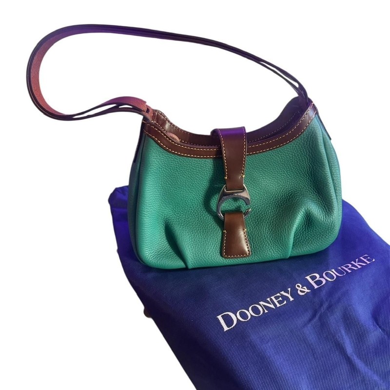 Dooney & Bourke Pebble Grain BDRBP1443 Green and Brown Small Hobo Shoulder Bag