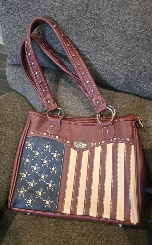 Montana West Women’s Patriotic USA Stars Studded Shoulder Bag Zip Pockets
