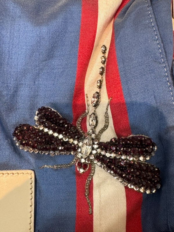 Rare Vintage Fendi Mamma Baguette Blue Dragonfly Beaded Rhinestone Shoulder Bag. gallery