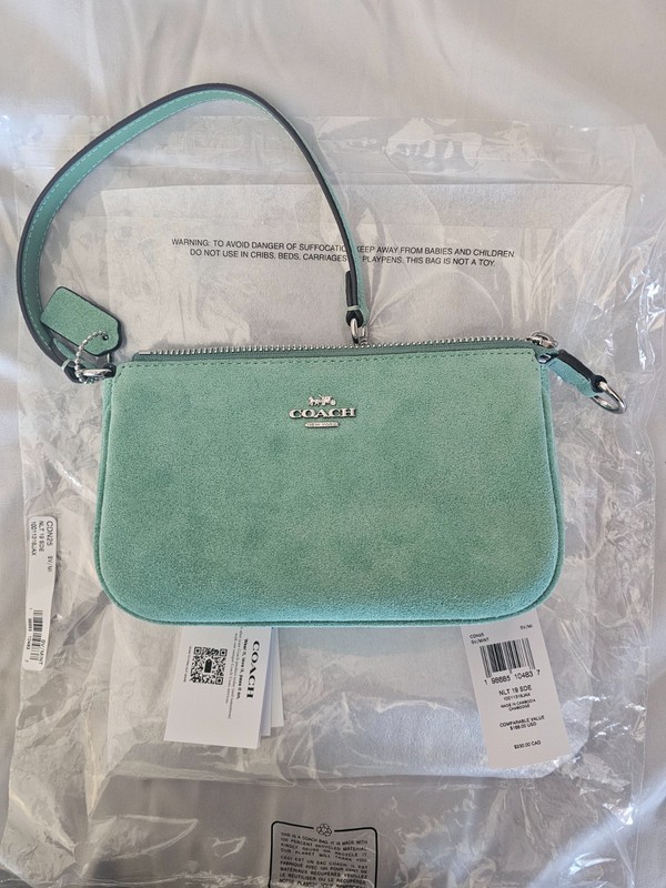NWT Coach Nolita 19 in Mint Green Suede Handbag