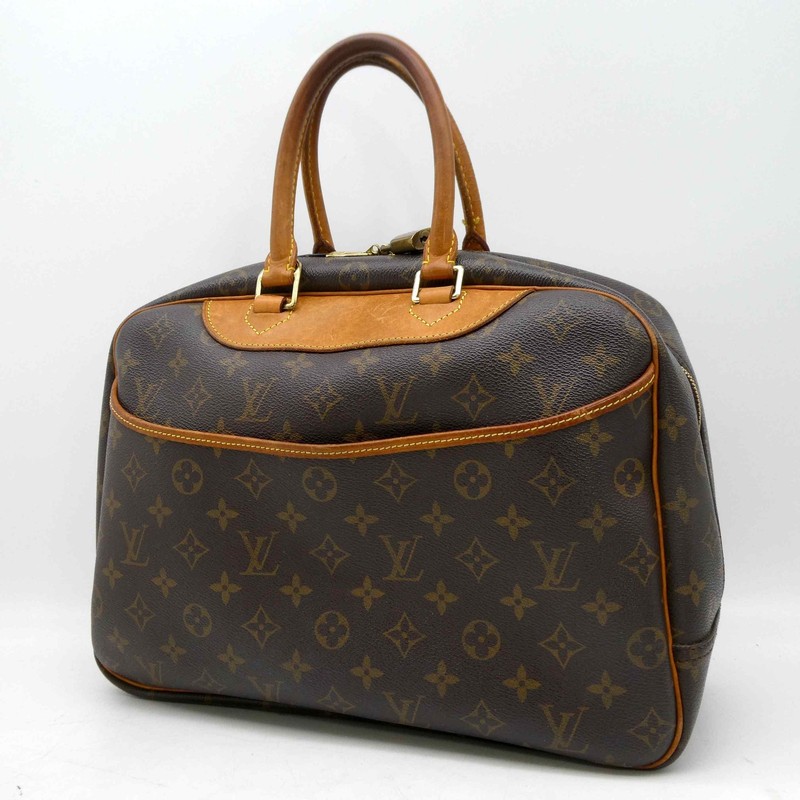 Louis Vuitton Deauville M47270 Monogram PVC Leather Hand Travel Bag Padlock 1084
