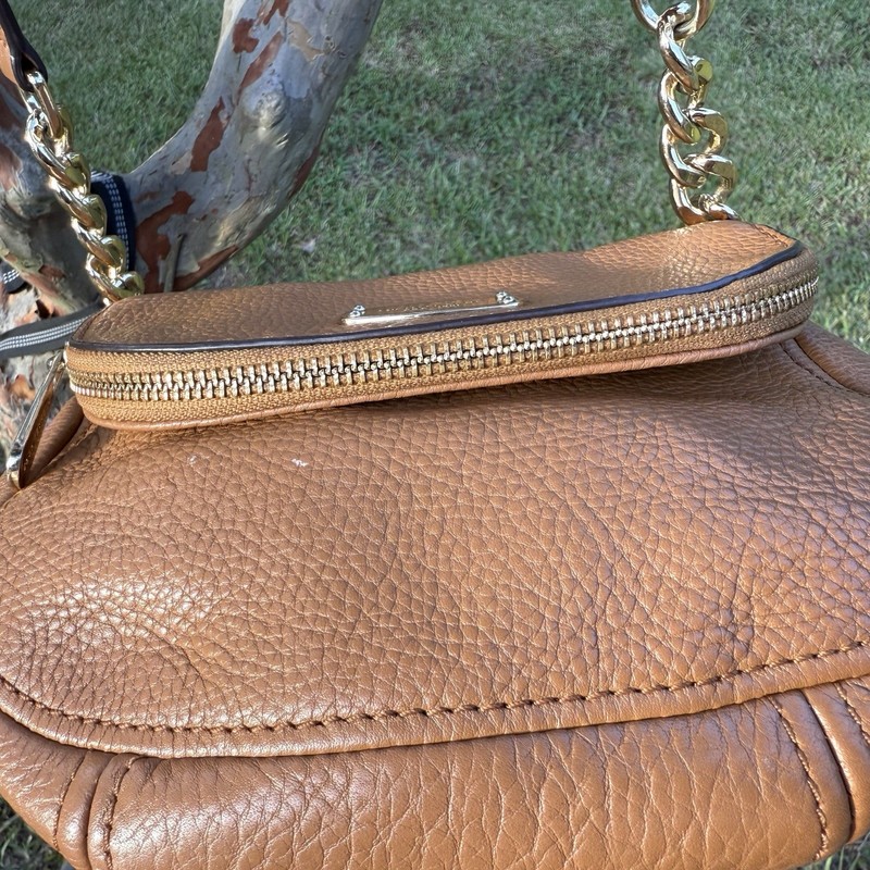 Michael Kors Bedford Flap Front Leather Tan Crossbody Chain Leather Strap gallery
