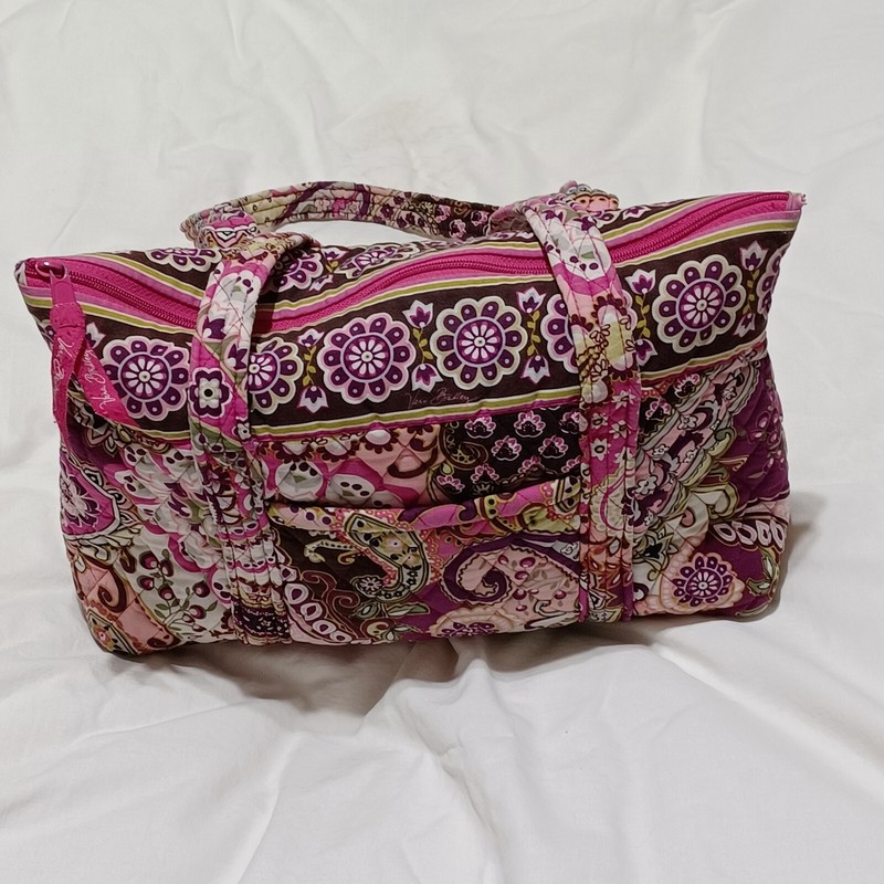Vera Bradley Tote Bag Made in USA In Very Berry Paisley 13" x 9" x 4" gallery