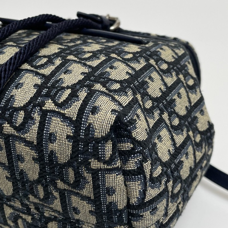 DIOR Mini Backpack Oblique Jacquard Beige and Navy Drawstring Bag gallery