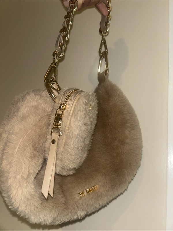 Brand New Steve Madden Taupe Purse Leather & Gold Chained … Furry