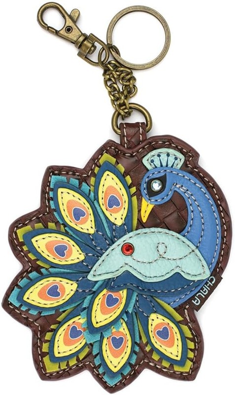 CHALA PEACOCK Decorative Key Fob Coin Purse 5.5 x 4.5 x 0.3in NWT