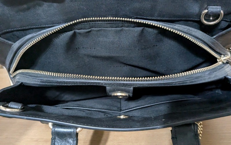 COACH Swagger Frame Satchel Crossbody Bag Black Refined Leather/ Brass ~ 37182 gallery