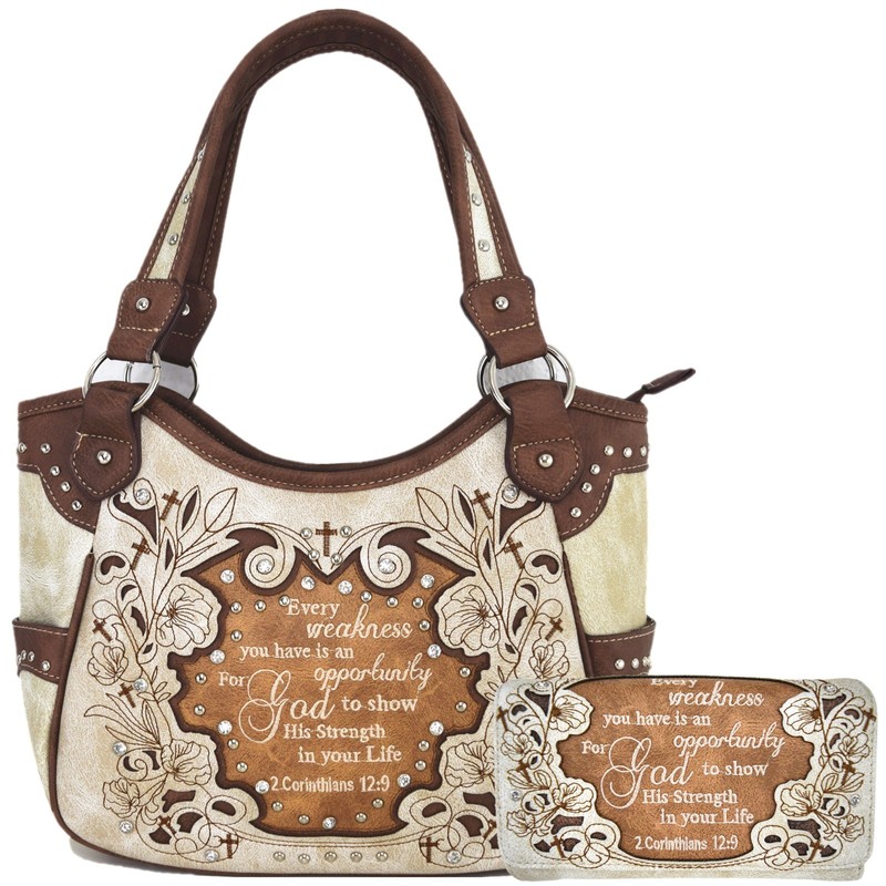 Embroidery Scripture Bible Verse Western Purse Women Handbag Wallet Bible Cover