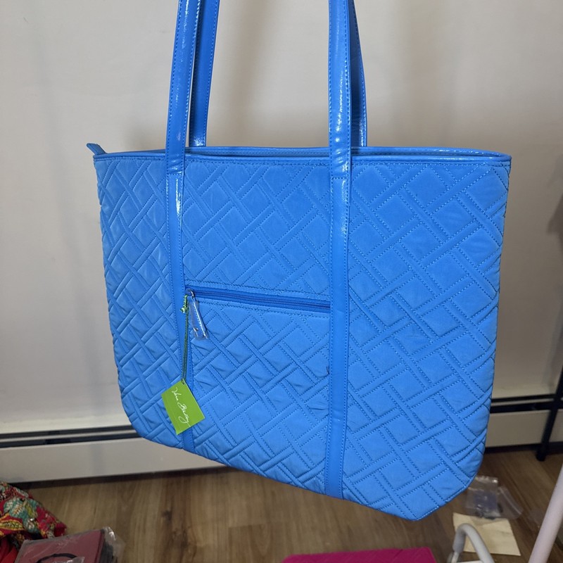 Vera Bradley Iconic Small Trimmed Vera Tote in Coastal Blue ~ NEW