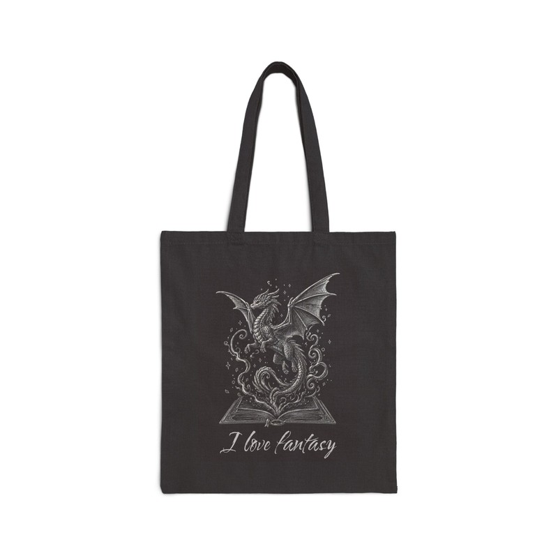 Dragon Emerging from Book tote bag | I love fantasy illustration