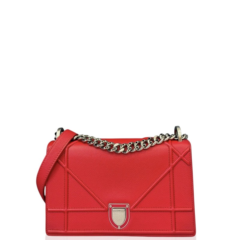 Dior Maxi Cannage Small Diorama Red Grained Calfskin (qy040126f5)