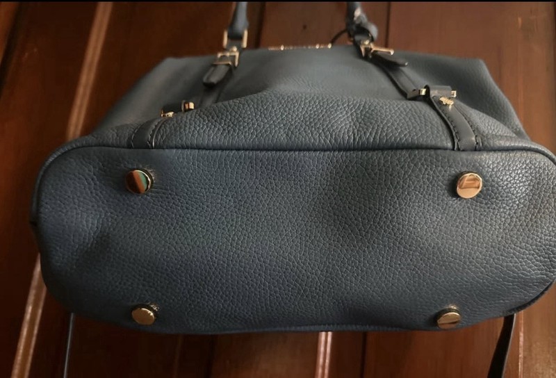 NWT Michael Kors Chambray blue handbag Bedford Legacy pebbled leather satchel gallery