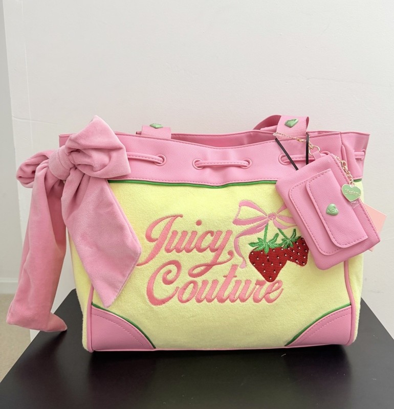Juicy Couture Retro Strawberry Tote Yellow Iris Daydreamer Bag Purse NWT Y2K