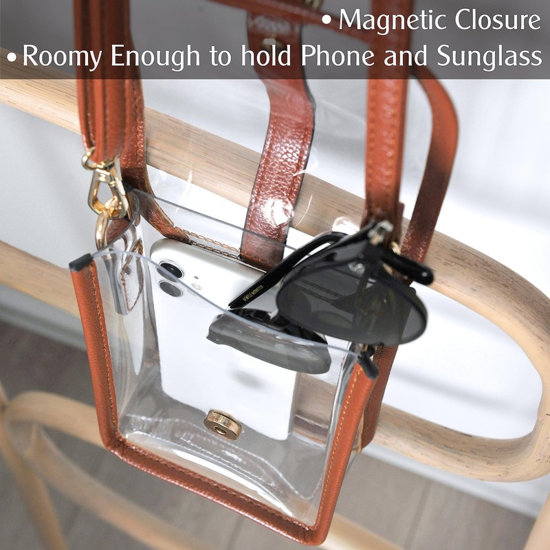 Clear PVC Saddle Crossbody Bag for Stadium Approved Womens Transparent Purse ... gallery