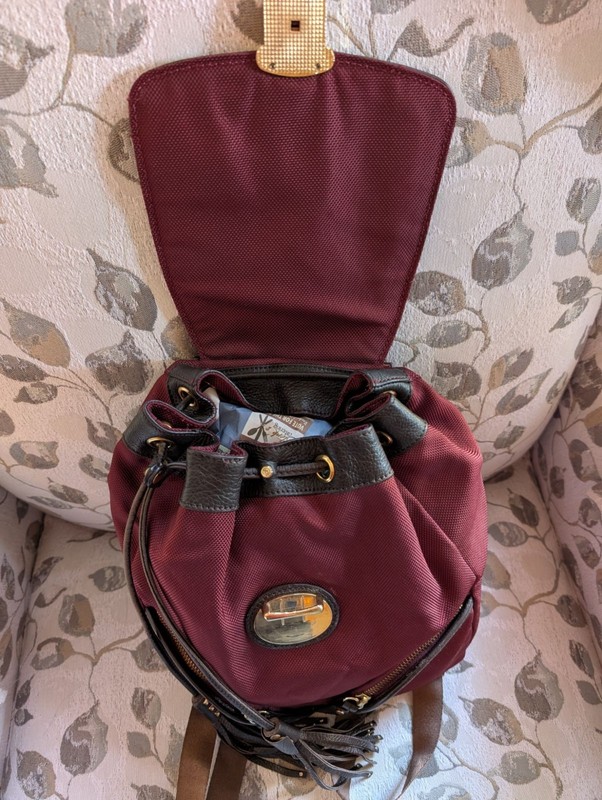 JPK Paris 75 Burgundy Nylon & Leather Backpack With Gold Hardware gallery