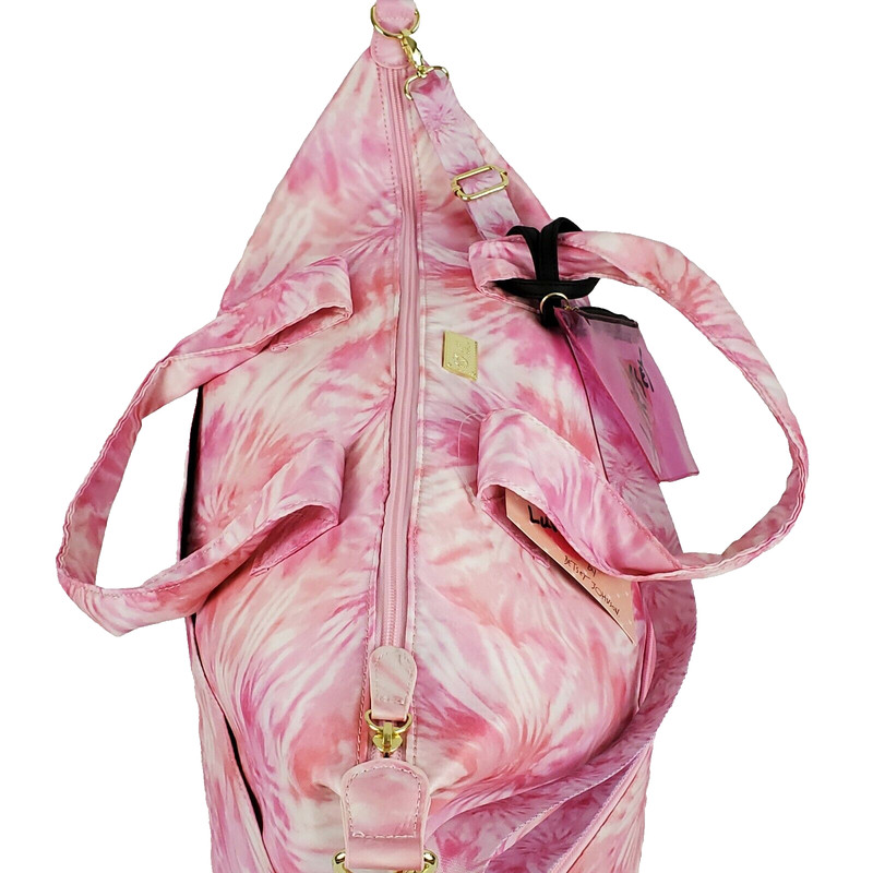 Luv Betsey Johnson Large 18" Pink Multi Overnighter Weekender Travel Duffel Bag gallery