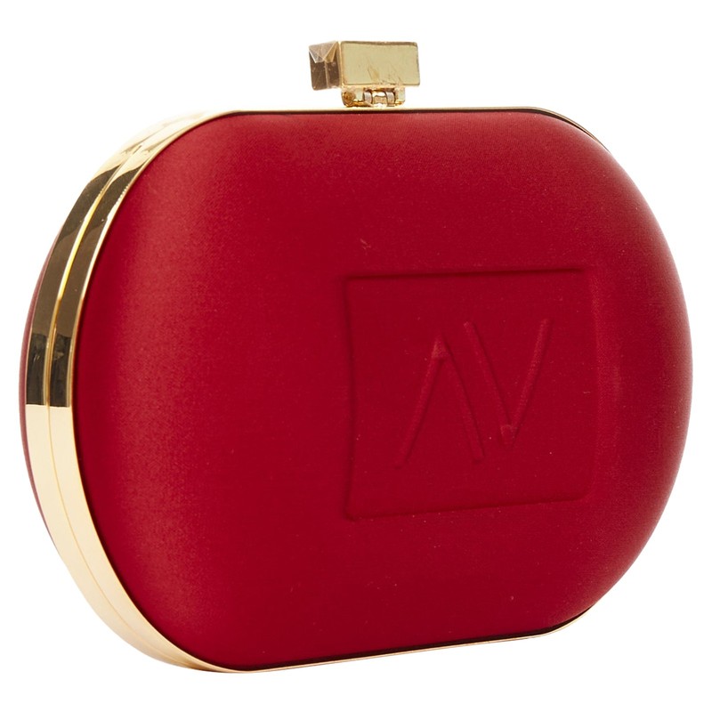 Alexandre Vauthier Silk Satin Logo Embossed Gold Chain Oval Clutch Lady One Size gallery
