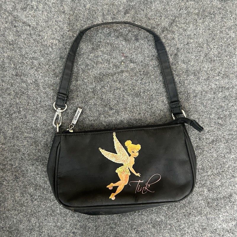 VTG Disney Tinker Bell “Tink” Black Shoulder Purse Bag – Sequined Fairy Design