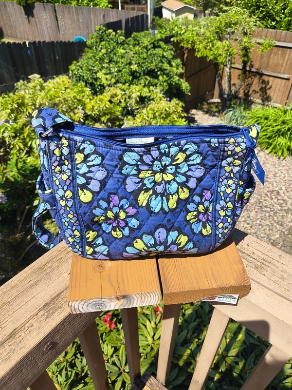Vera Bradley Indigo Pop Blue Purple Green Floral Quilted Shoulder Bag