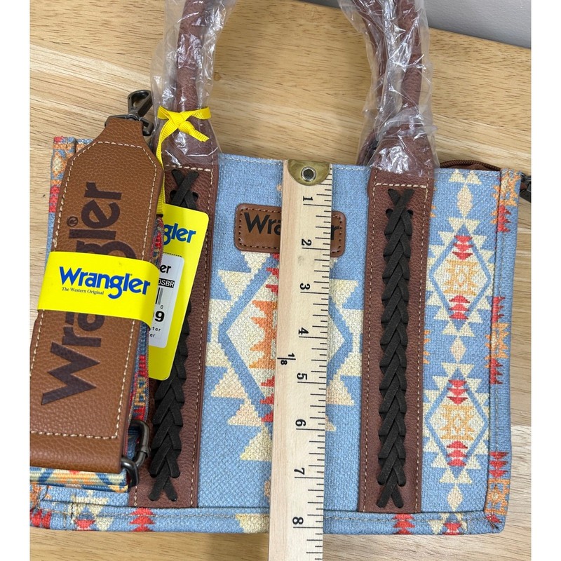 Wrangler Tote Handbag Crossbody Blue Aztec Southwestern Guitar Strap Dust Bag gallery