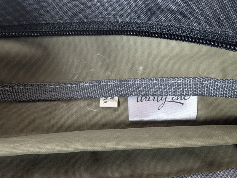 Thirty One Zip Up Pencil Case Pouch Textured Twill Black Gray Stripe NEW NIP gallery