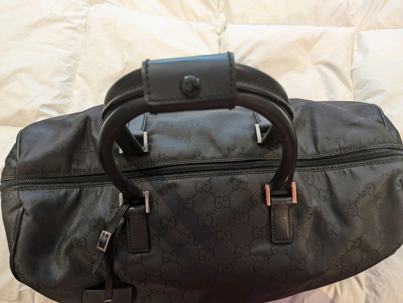 Gucci Italy Boston Black Nylon Bag w/name tag-padlock gallery