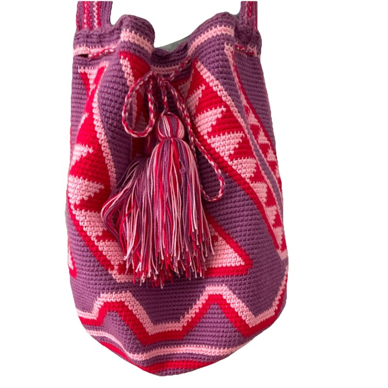 Wayuu Mochila Bag Geometric Bucket Drawstring Shoulder Bag Tassel Boho