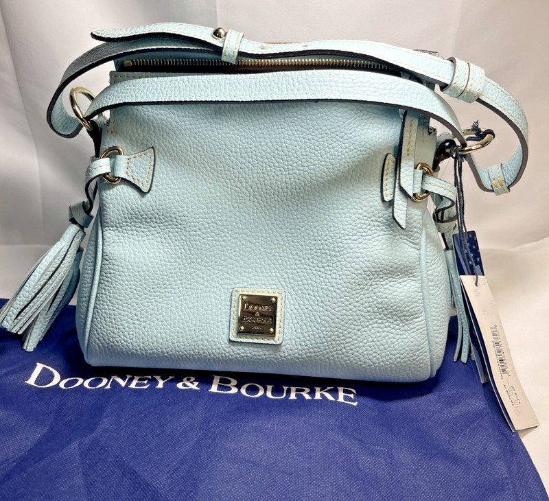 Dooney & Bourke NWT Pebble Leather Pale Blue Tassel Purse Bag with Dust Cover