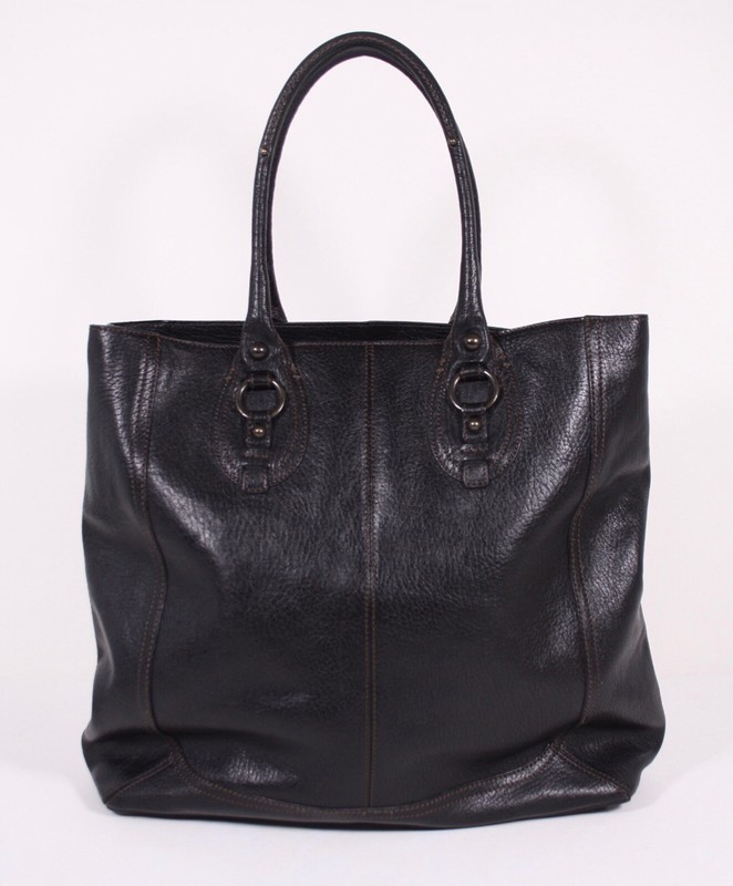Banana Republic Black Chatham XL Leather Tote Shopper Purse Overnight Nomad Bag