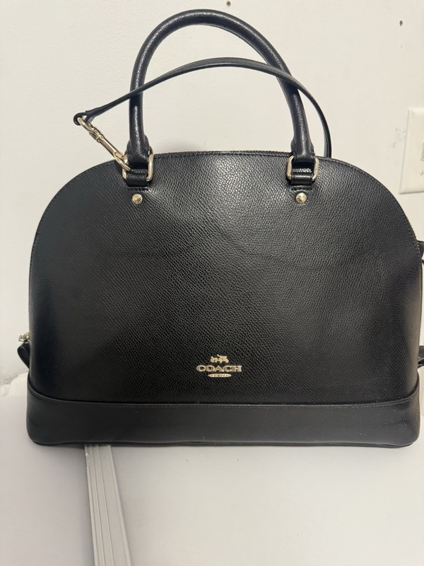 COACH Black Leather Dome Satchel Bag