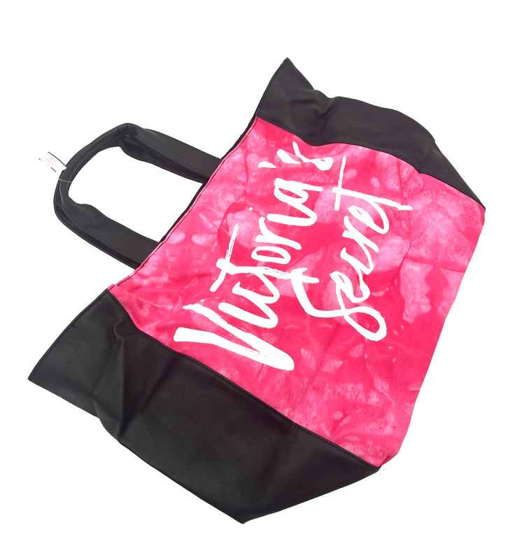 Victoria’s Secret Pink & Black Ombre Dye Tote Bag XL Canvas Beach Travel Bag New