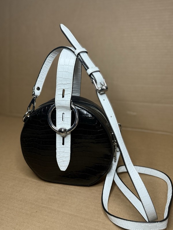 REBECCA MINKOFF Kate Black Croc Embossed Leather Circle Bag – NWOT