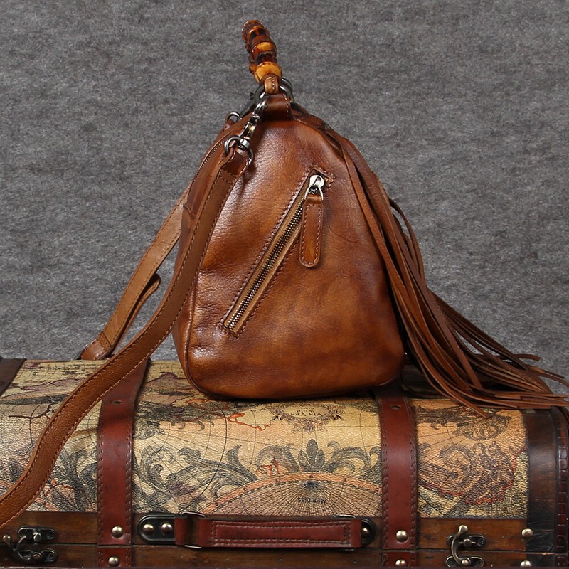 Genuine Leather Tassel Purses and Handbags Women Fashion Crossbody Shoulder Bag gallery