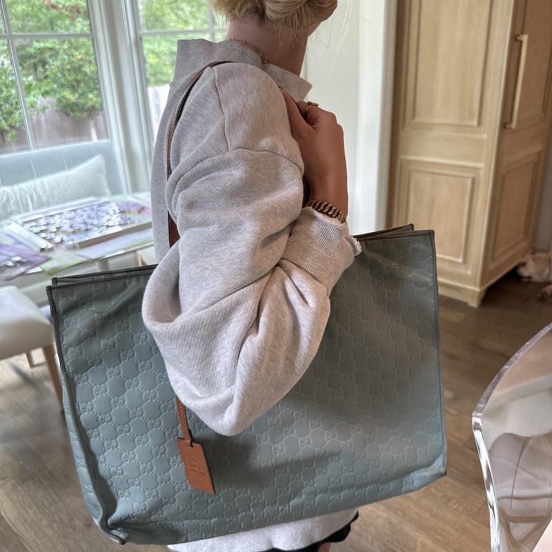 Gucci sage green tote 12” height 18” length 5” wide gallery