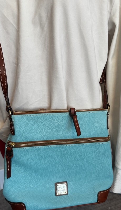 Dooney & Bourke Mint Pebbled Crossbody Gold Hardware Brown Strap