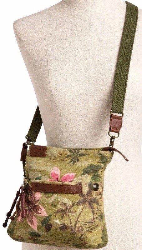 Desigual Crossbody Bag Canvas Tropical Floral Print Boho Purse Embroidered