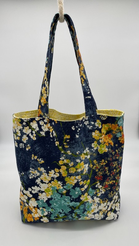 Floral Delicate Blue Yellow Spring Blossoms Shoulder Tote Bag
