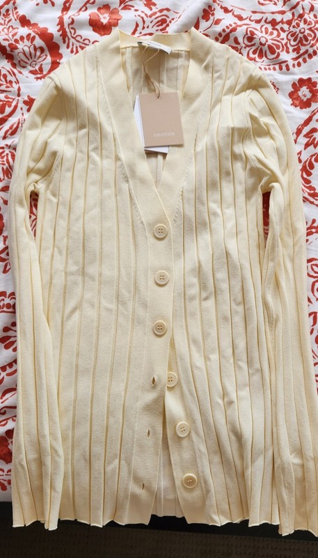 Oroton Long Sleeve Ribbed Cardi Size M New With Tags